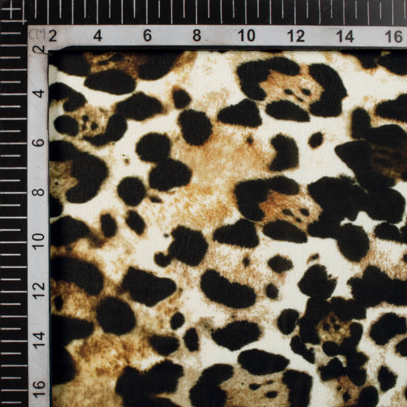 Black And Cream Animal Digital Print Georgette Fabric