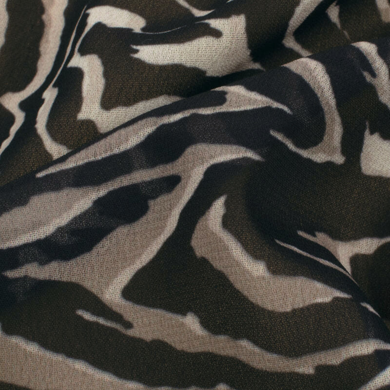 Black And Coffee Cream Zebra Animal Digital Print Georgette Fabric
