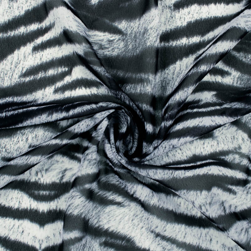 Black And White Tiger Animal Digital Print Georgette Fabric