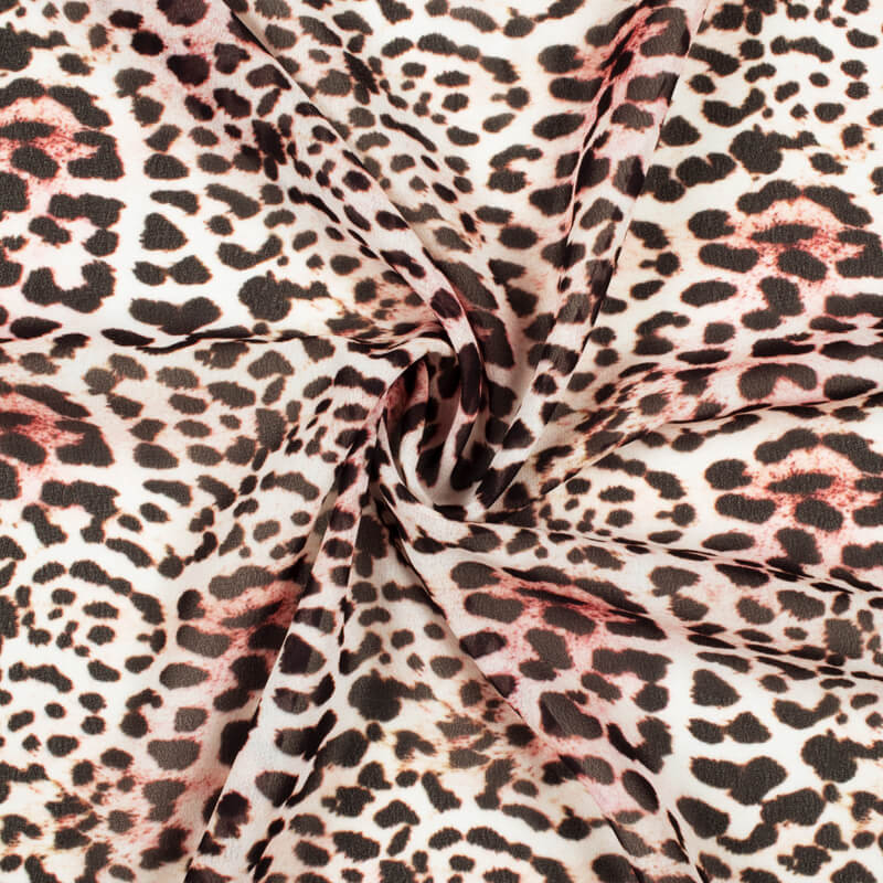 Black And Ghost White Animal Digital Print Georgette Fabric