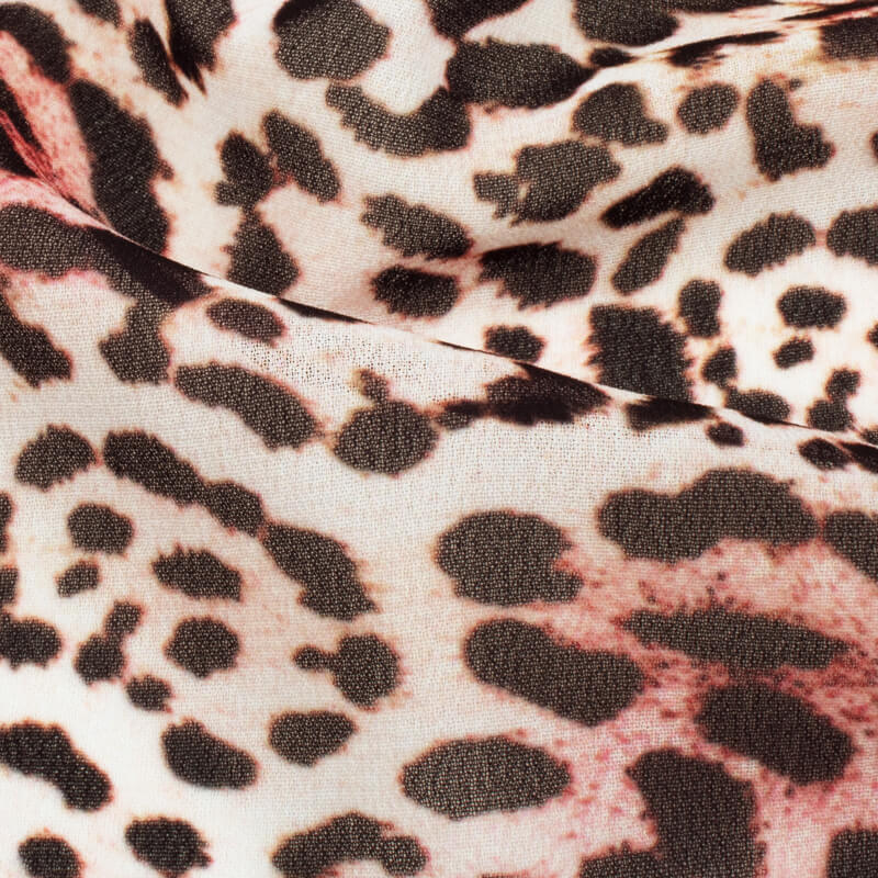 Black And Ghost White Animal Digital Print Georgette Fabric