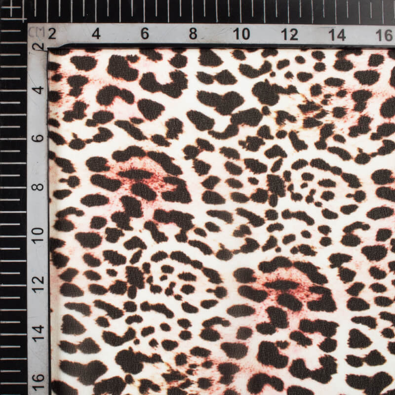 Black And Ghost White Animal Digital Print Georgette Fabric