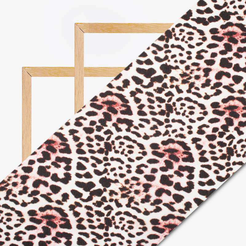 Black And Ghost White Animal Digital Print Georgette Fabric - Fabcurate