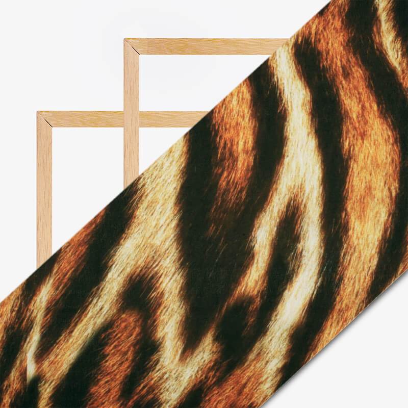 Black And Fire Orange Tiger Animal Digital Print Georgette Fabric