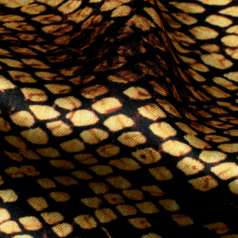Black And Bumblebee Yellow Snake Animal Digital Print Modal Satin Fabric - Fabcurate