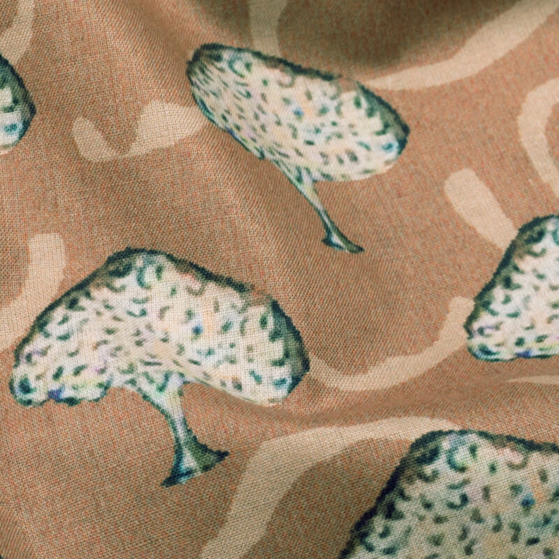 Peanut Brown And Cream Ethnic Pattern Digital Print Cotton Cambric Fabric