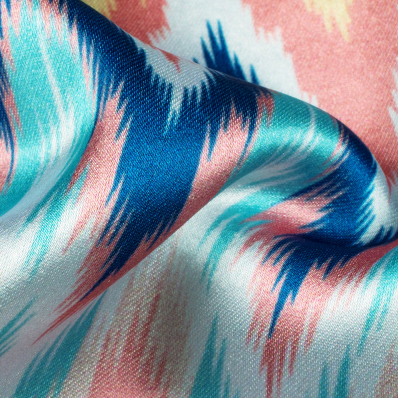 Multicolor Chevron Pattern Digital Print Japan Satin Fabric - Fabcurate