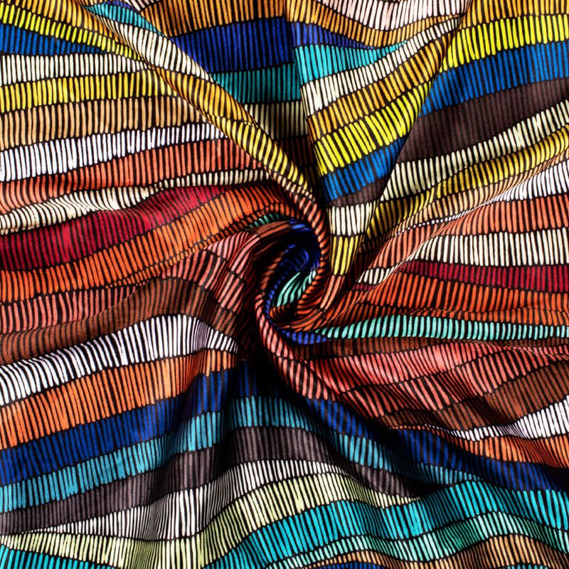 Multi Coloured Geometric Digital Print on Tussar Satin Fabric