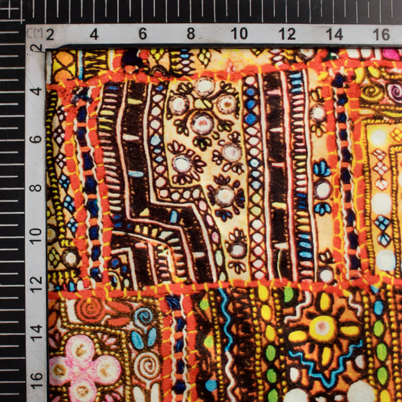 Multi-Color Gamthee Pattern Digital Printed Japan Satin Fabric