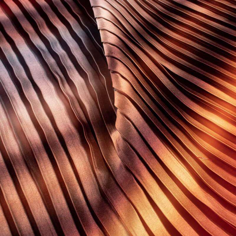 Brown And Yellow Tye And Dye Pattern Digital Print Japan Satin Pleated Fabric