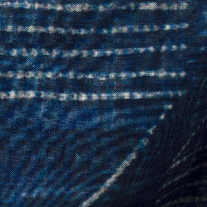 Navy Blue And White Geometric Pattern Digital Printed Muslin Fabric - Fabcurate