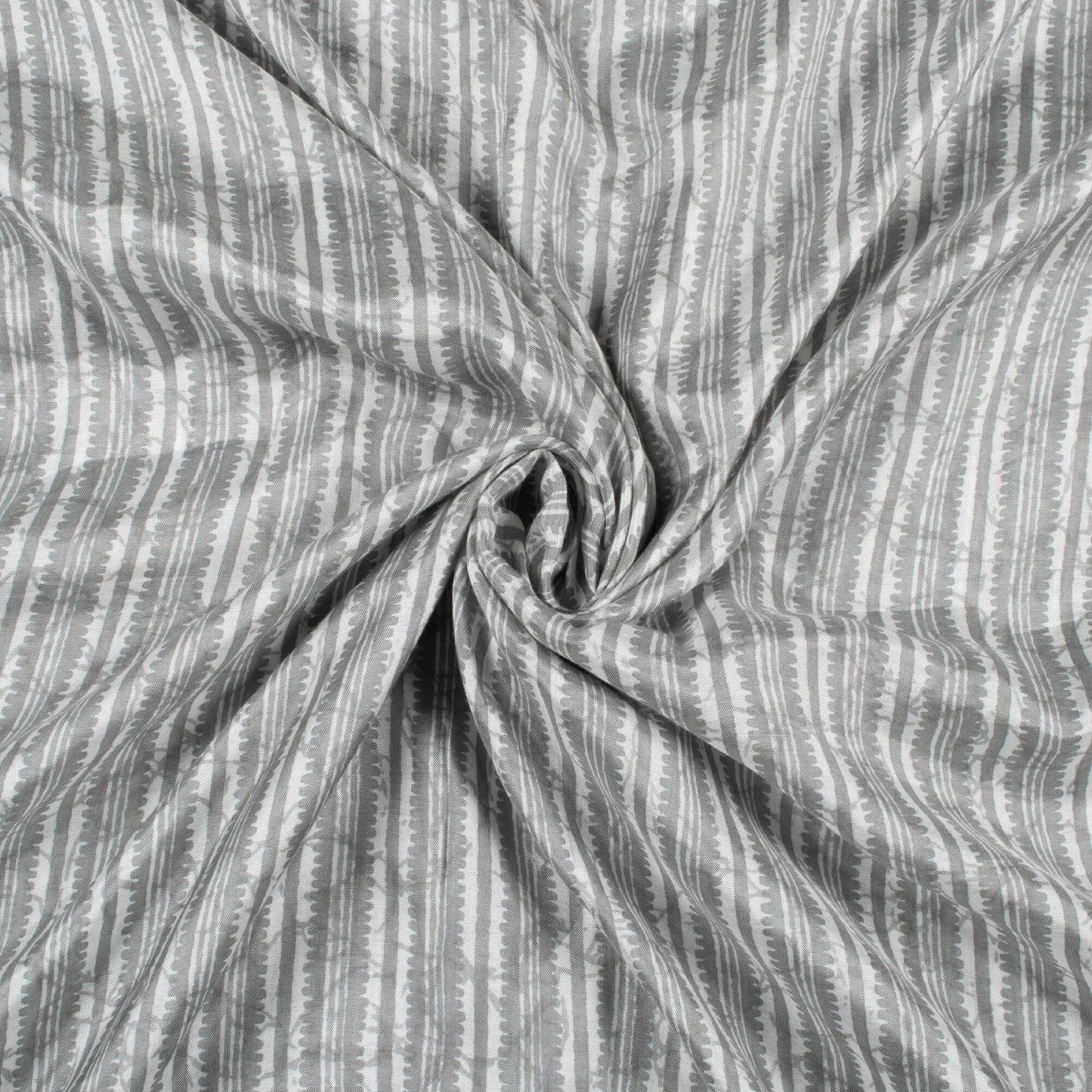 Pewter Grey Stripes Pattern Digital Print Viscose Upada Silk Fabric