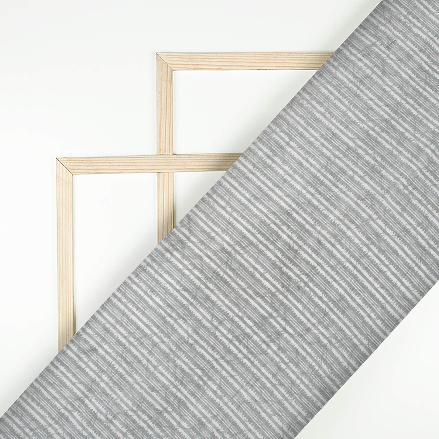 Pewter Grey Stripes Pattern Digital Print Viscose Upada Silk Fabric