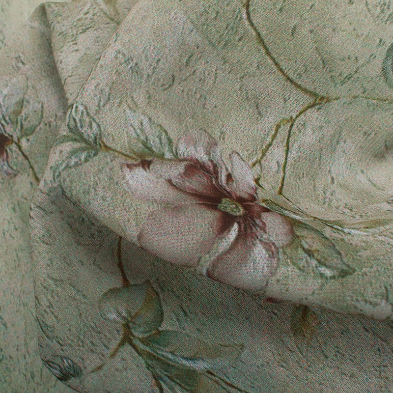 Annapolis Green And Heather Purple Floral Pattern Digital Print Georgette Fabric