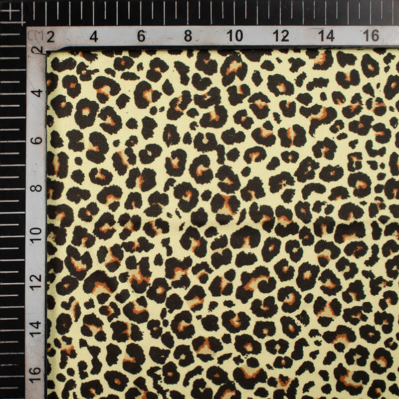 Beige And Black Leapord Animal Pattern Digital Print Lycra Fabric (Width 56 Inches) - Fabcurate