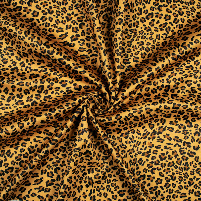Copper Beige And Black Leapord Animal Pattern Digital Print Lycra Fabric (Width 56 Inches)
