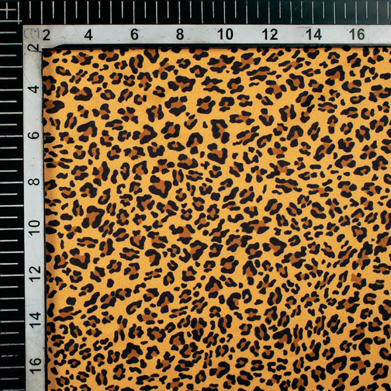 Copper Beige And Black Leapord Animal Pattern Digital Print Lycra Fabric (Width 56 Inches)