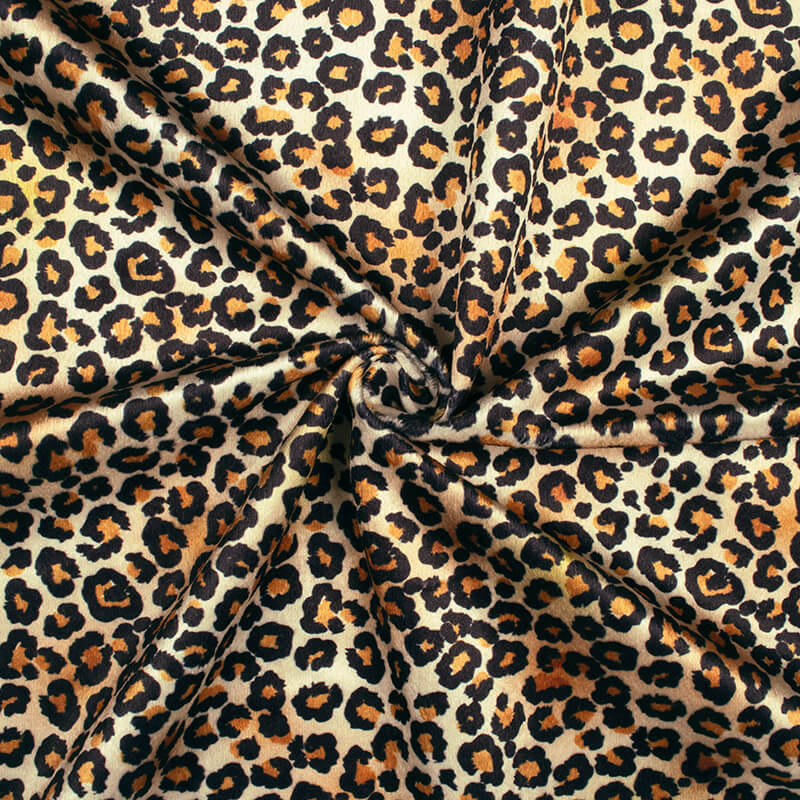 Cream And Black Animal Pattern Digital Print Velvet Fabric (Width 54 inches) - Fabcurate