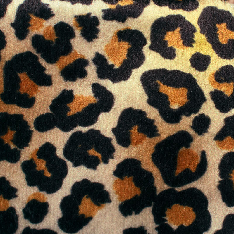 Cream And Black Animal Pattern Digital Print Velvet Fabric (Width 54 inches) - Fabcurate