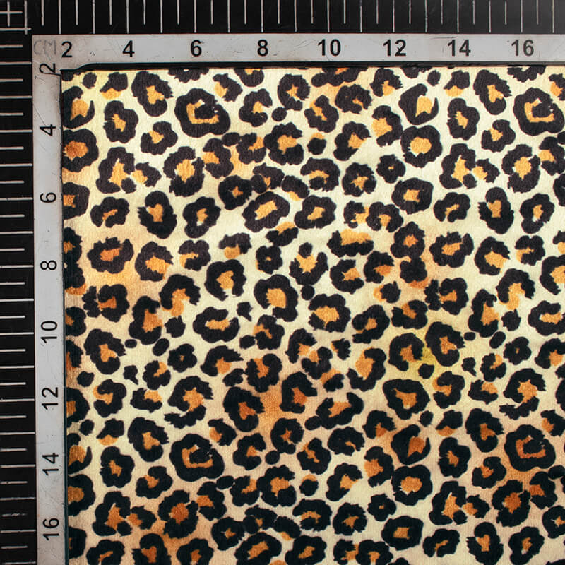 Cream And Black Animal Pattern Digital Print Velvet Fabric (Width 54 inches) - Fabcurate