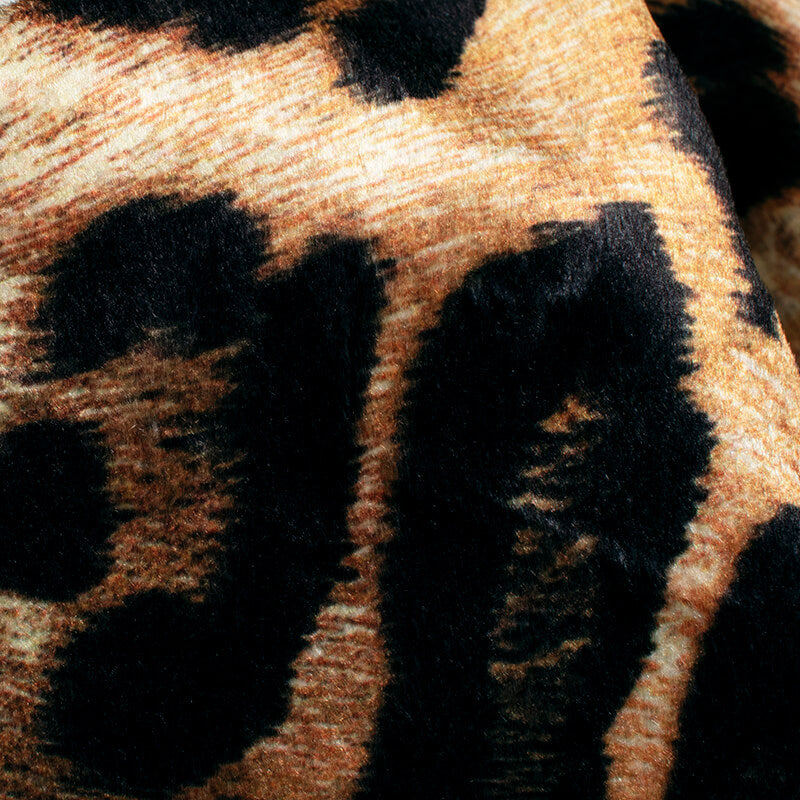 Black And Rust Orange Animal Pattern Digital Print Velvet Fabric (Width 54 inches) - Fabcurate