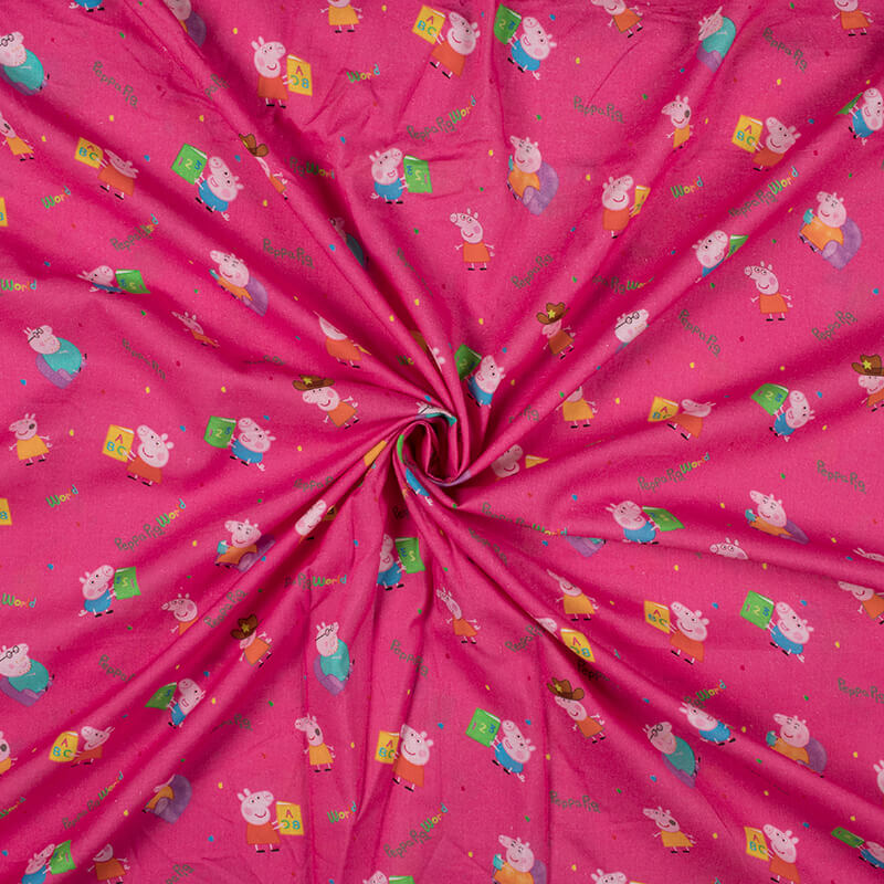 Watermelon Pink And Orange Kids Pattern Digital Print Cotton Cambric Fabric