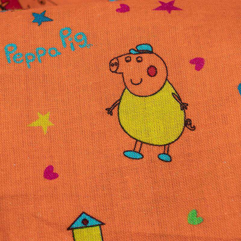 Orange And Red Kids Pattern Digital Print Cotton Cambric Fabric - Fabcurate
