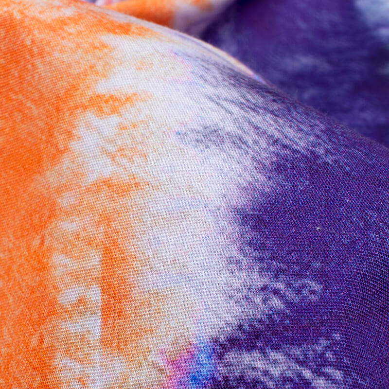 Orange And Purple Tie & Dye Pattern Digital Print Poplin Fabric - Fabcurate