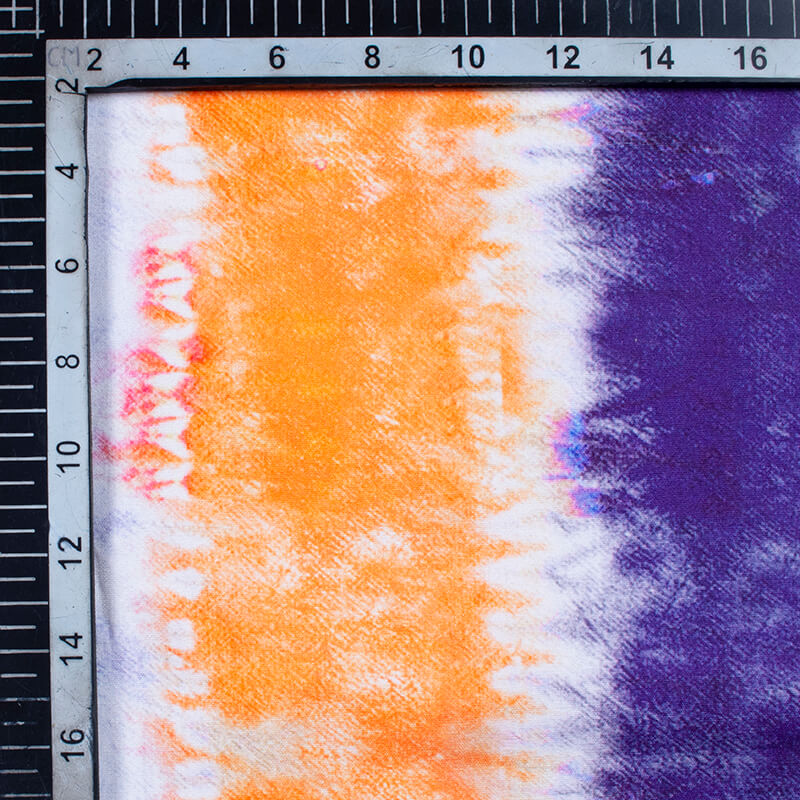 Orange And Purple Tie & Dye Pattern Digital Print Poplin Fabric - Fabcurate