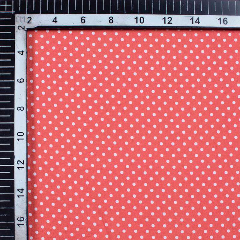 Brick Pink And White Polka Dot Pattern Digital Print Poplin Fabric - Fabcurate