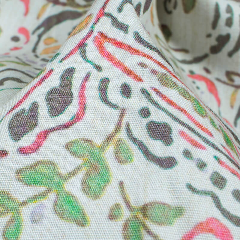 Delicate White And Pastel Green Paisley Pattern Digital Print Poplin Fabric - Fabcurate