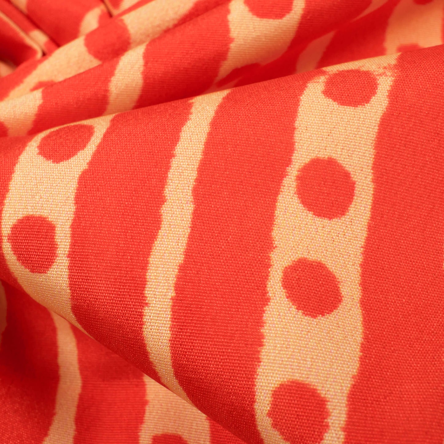 Orange And Cream Stripes Pattern Digital Print French Crepe Fabric - Fabcurate