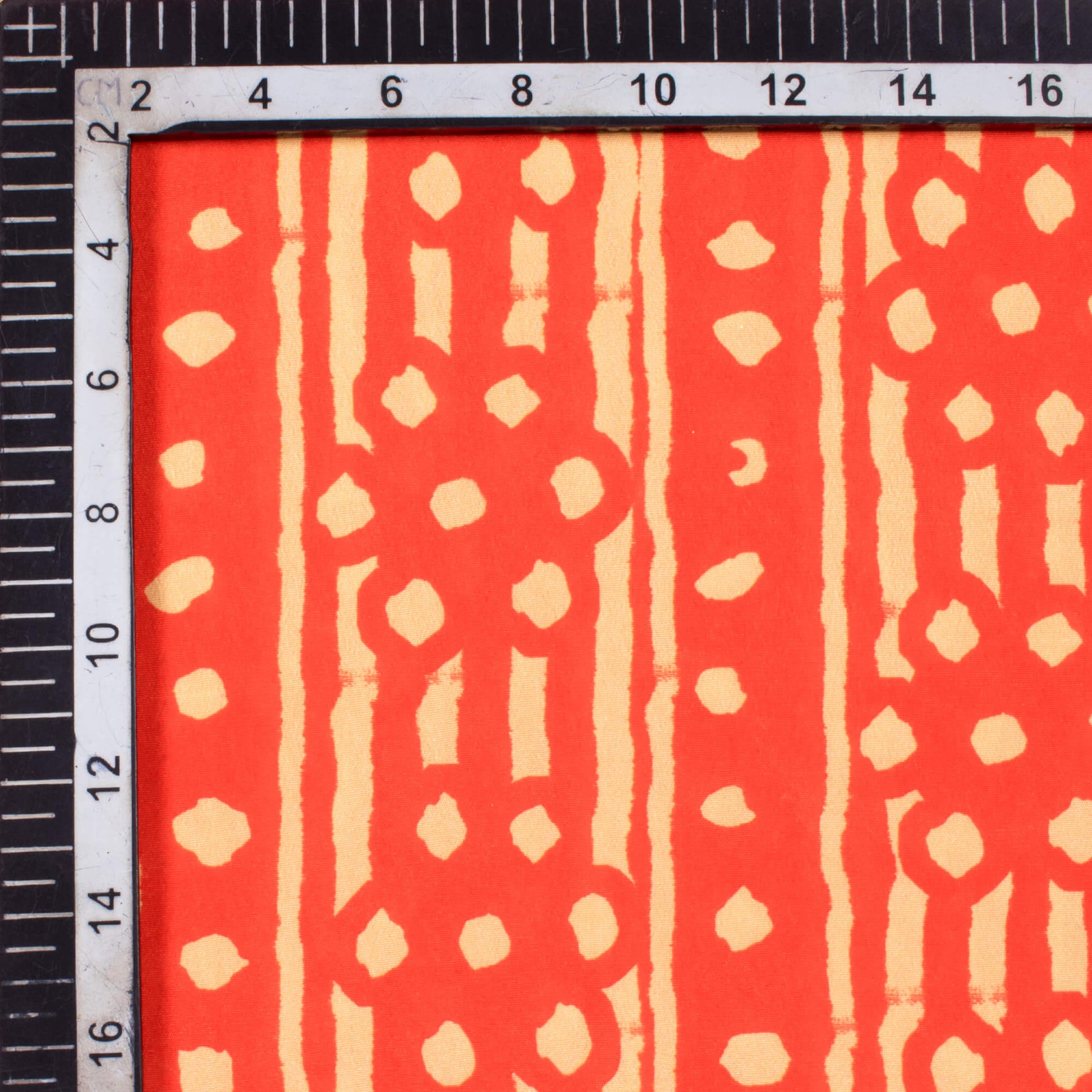 Orange And Cream Stripes Pattern Digital Print French Crepe Fabric - Fabcurate