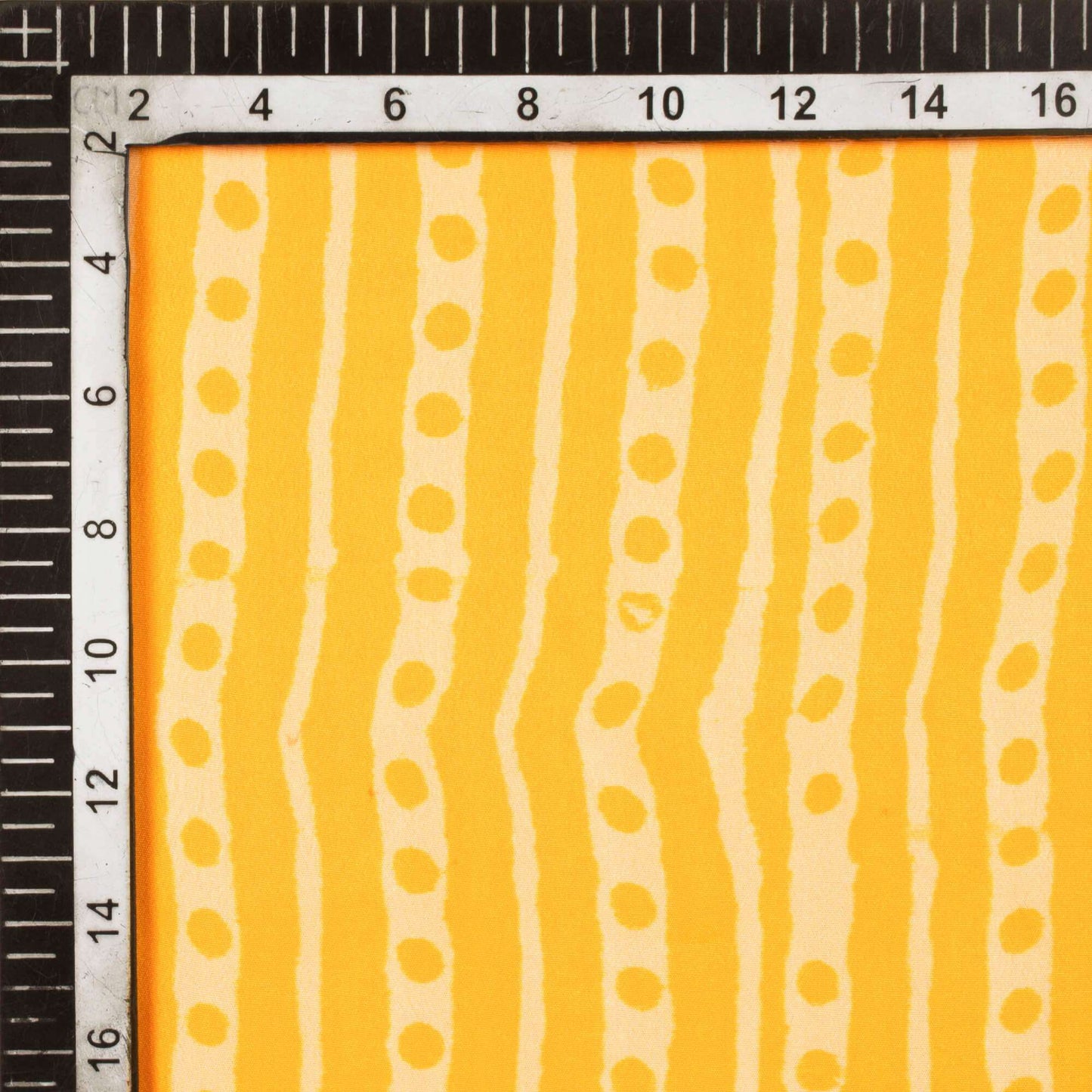 Yellow And Cream Stripes Pattern Digital Print French Crepe Fabric - Fabcurate