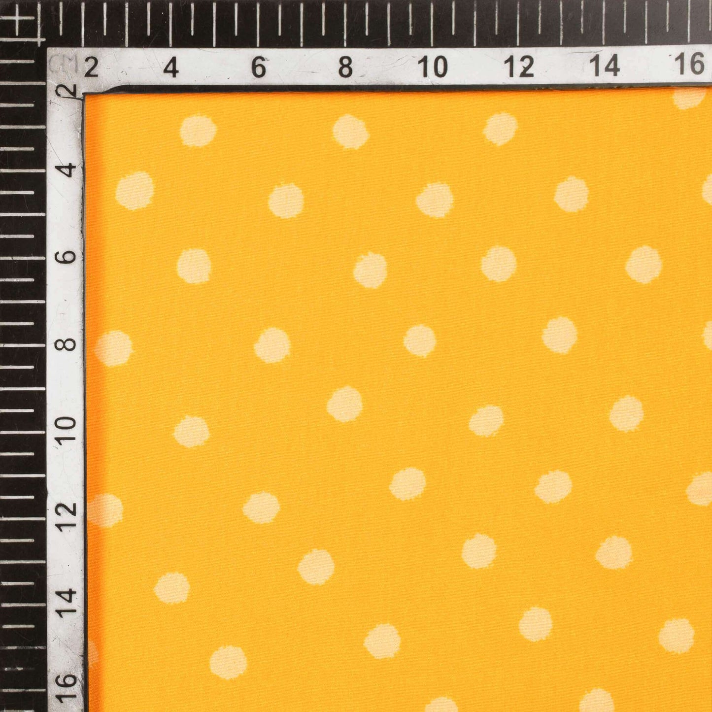 Yellow And Cream Polka Dots Pattern Digital Print French Crepe Fabric - Fabcurate