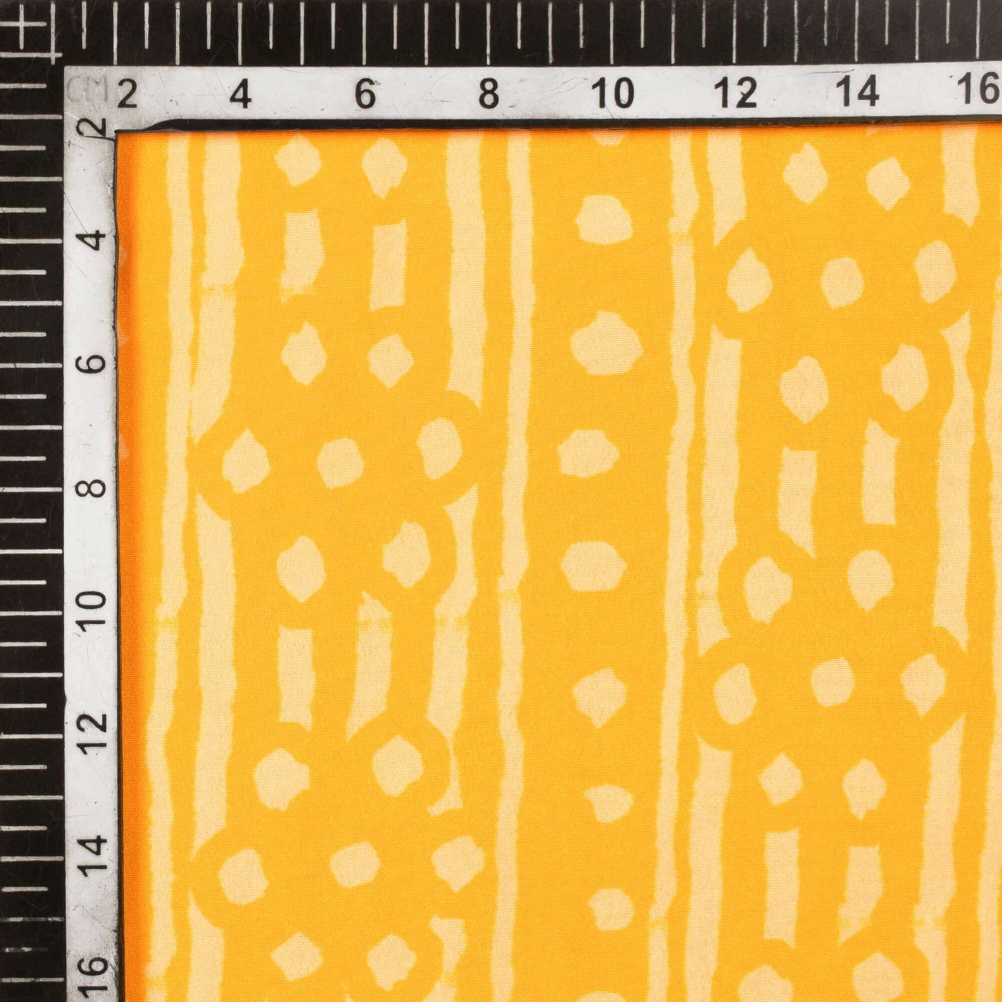 Yellow And Cream Stripes Pattern Digital Print French Crepe Fabric - Fabcurate