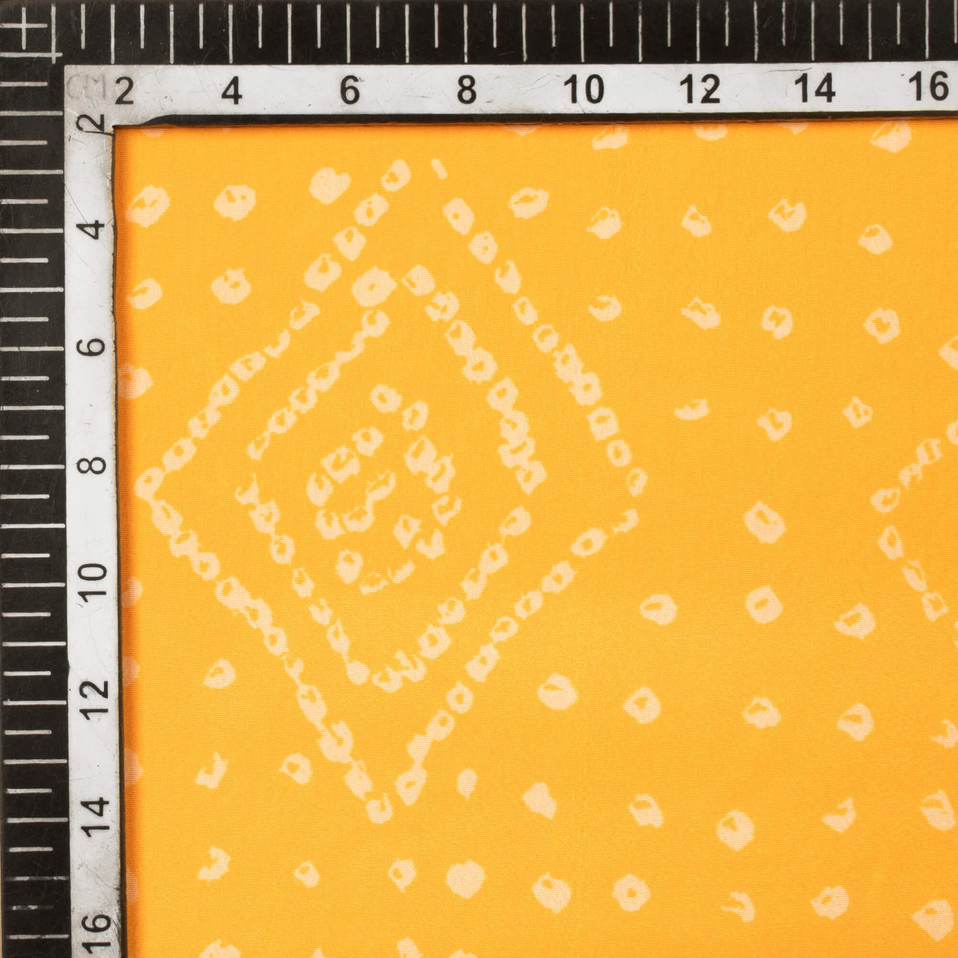 Yellow And Cream Bandhani Pattern Digital Print French Crepe Fabric - Fabcurate