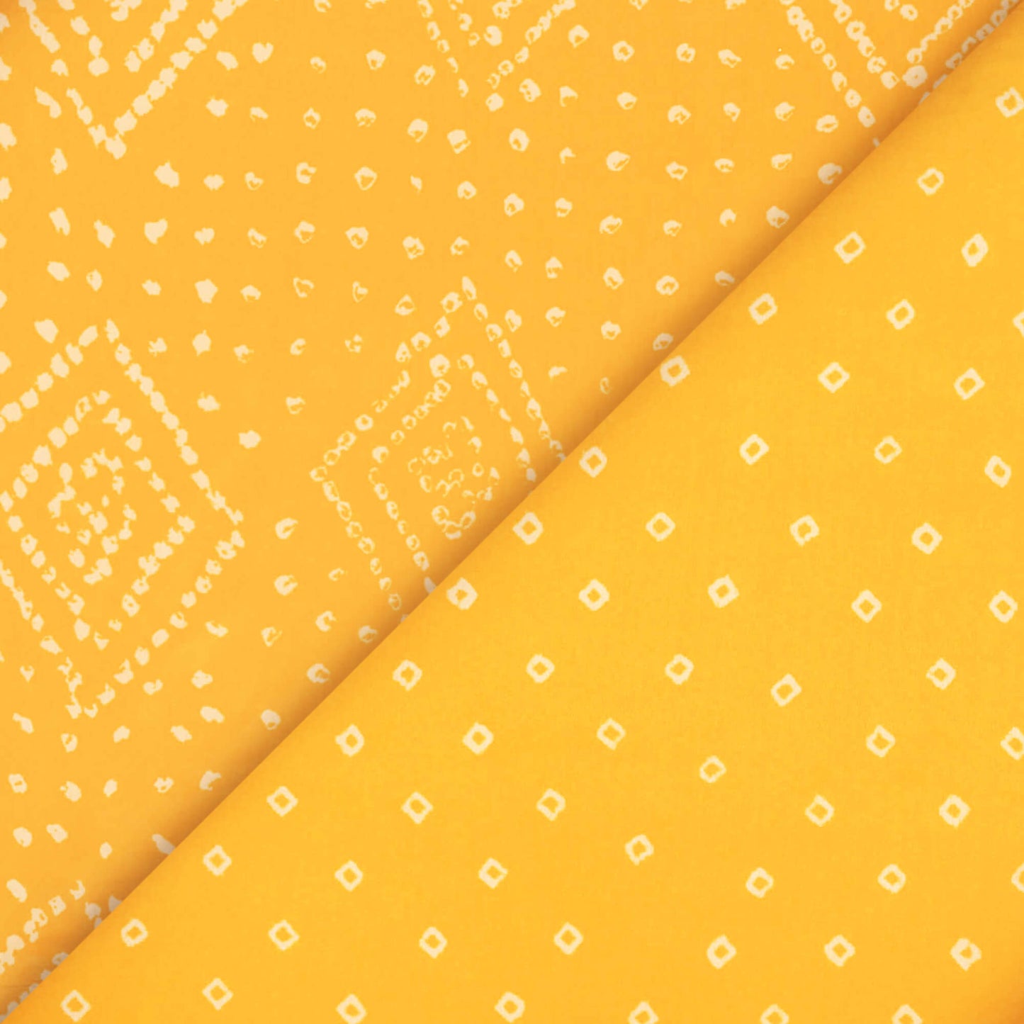 Yellow And Cream Bandhani Pattern Digital Print French Crepe Fabric - Fabcurate