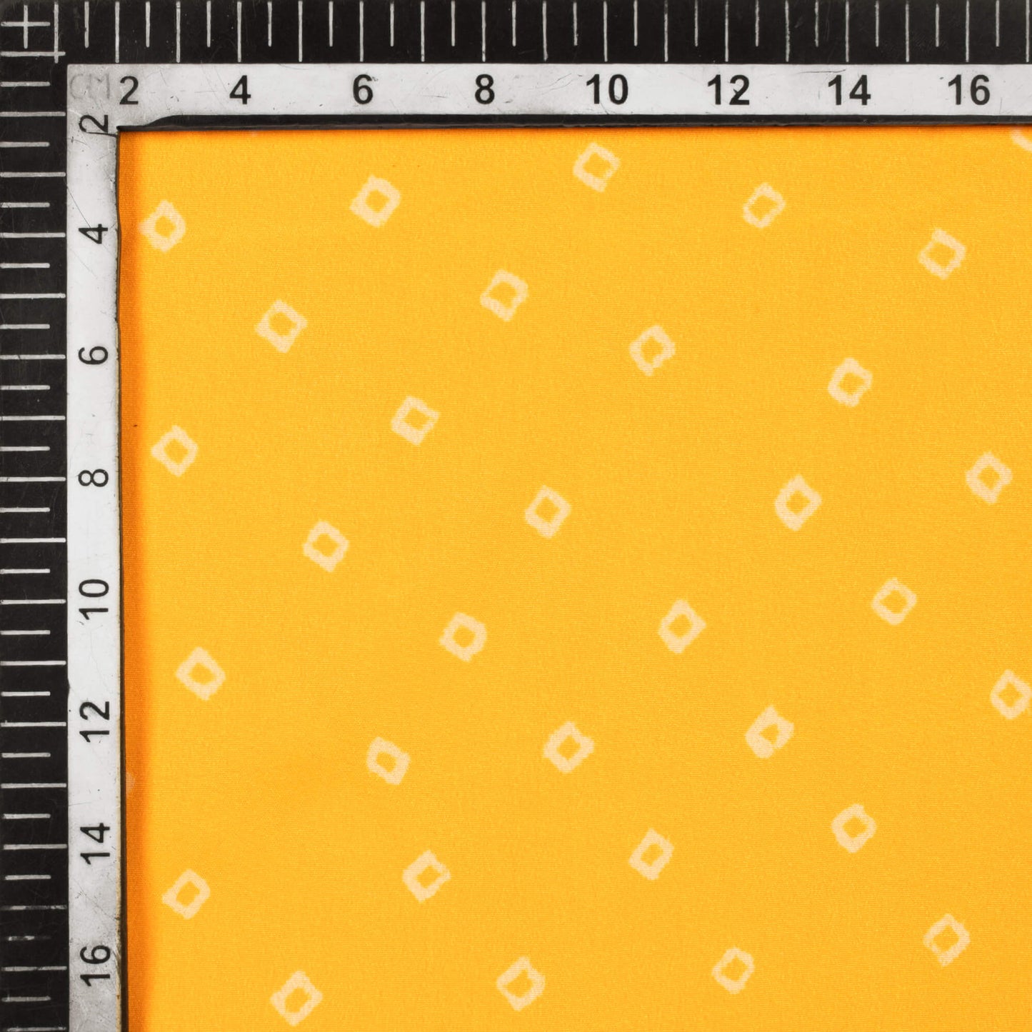 Yellow And Cream Bandhani Pattern Digital Print French Crepe Fabric - Fabcurate