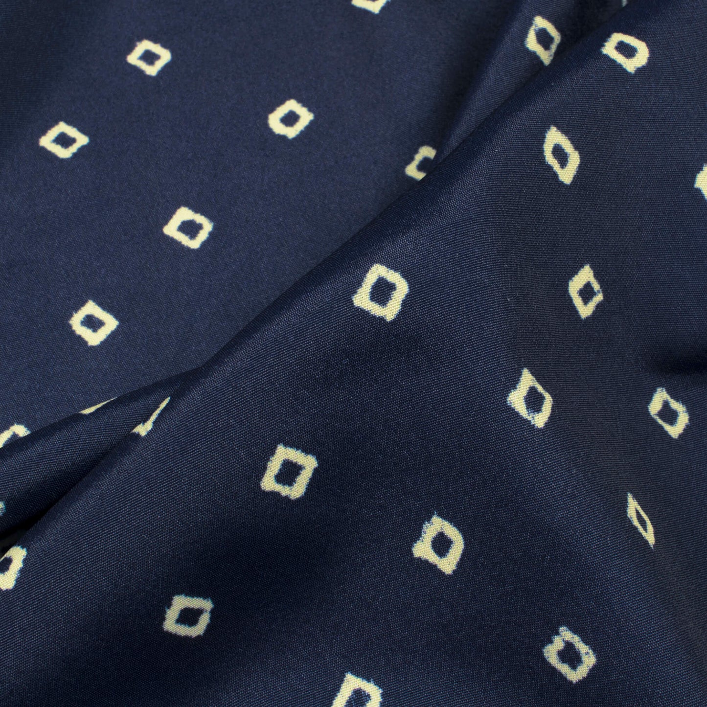 Navy Blue And Cream Bandhani Pattern Digital Print French Crepe Fabric - Fabcurate