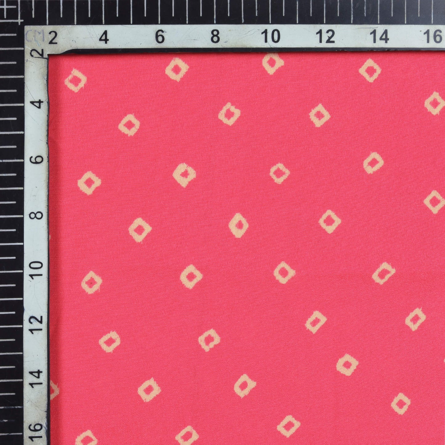 Hot Pink And Cream Bandhanii Pattern Digital Print Crepe Satin Fabric