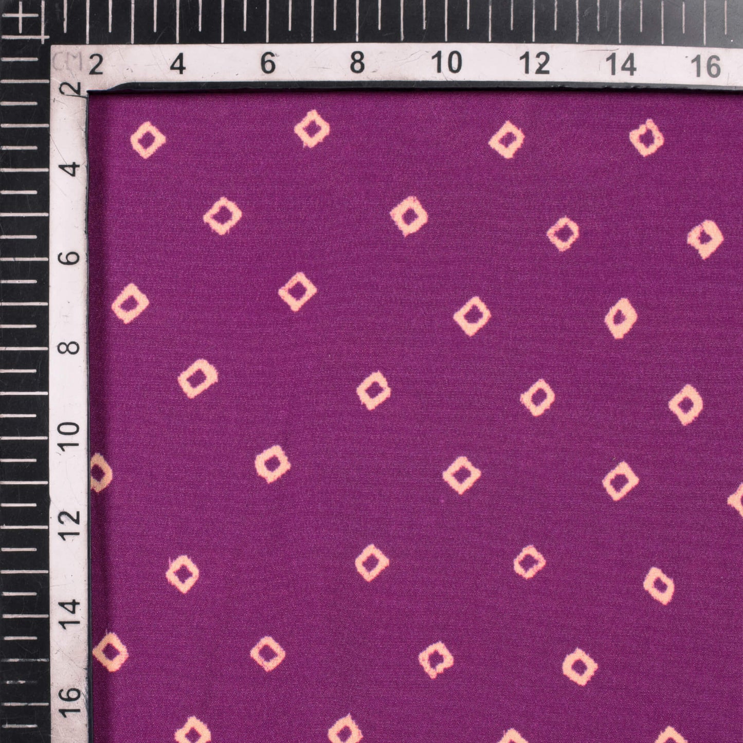 Purple And Cream Bandhanii Pattern Digital Print Crepe Satin Fabric