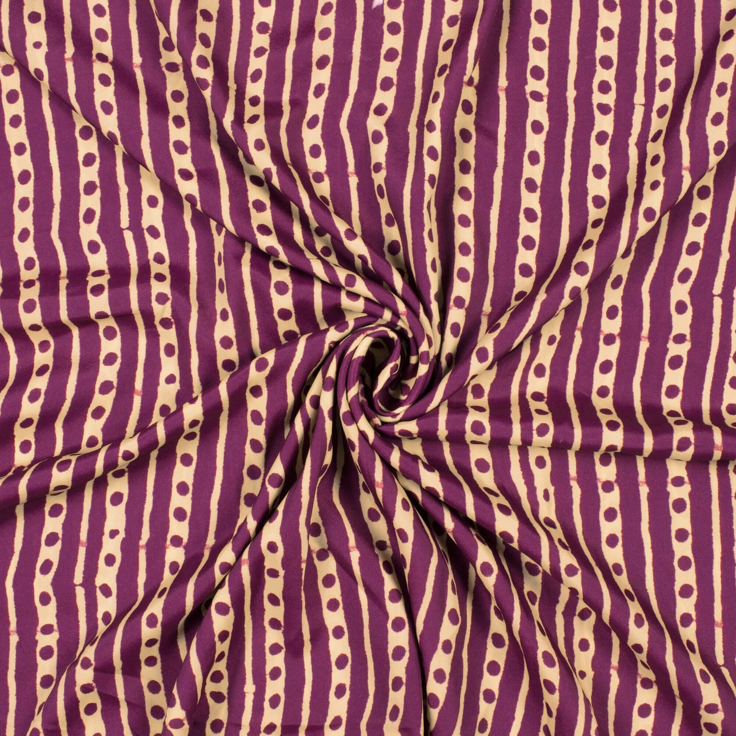 Purple And Cream Stripes Pattern Digital Print Crepe Satin Fabric