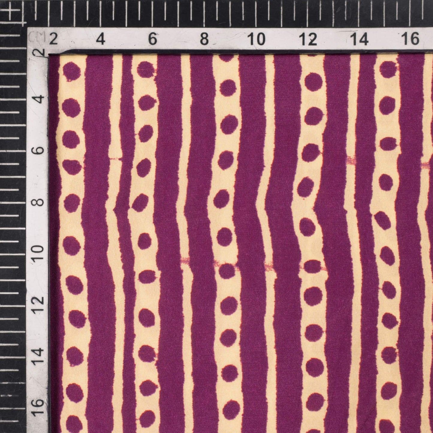 Purple And Cream Stripes Pattern Digital Print Crepe Satin Fabric