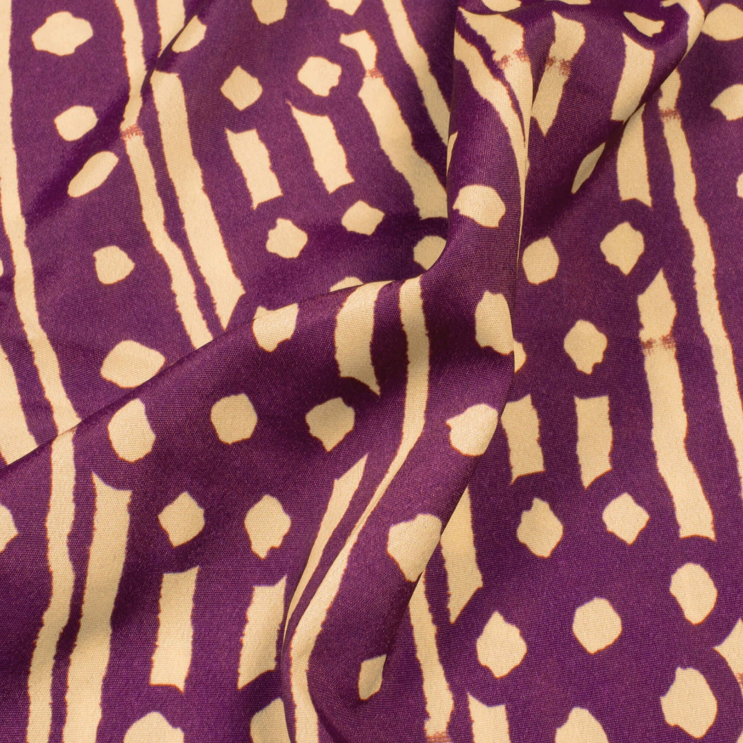 Purple And Cream Stripes Pattern Digital Print Crepe Satin Fabric