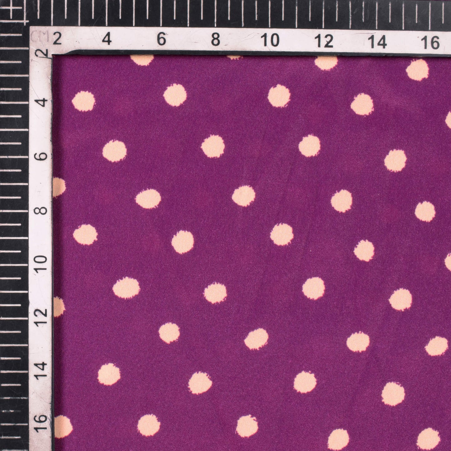 Purple And Cream Polka Dots Pattern Digital Print French Crepe Fabric - Fabcurate