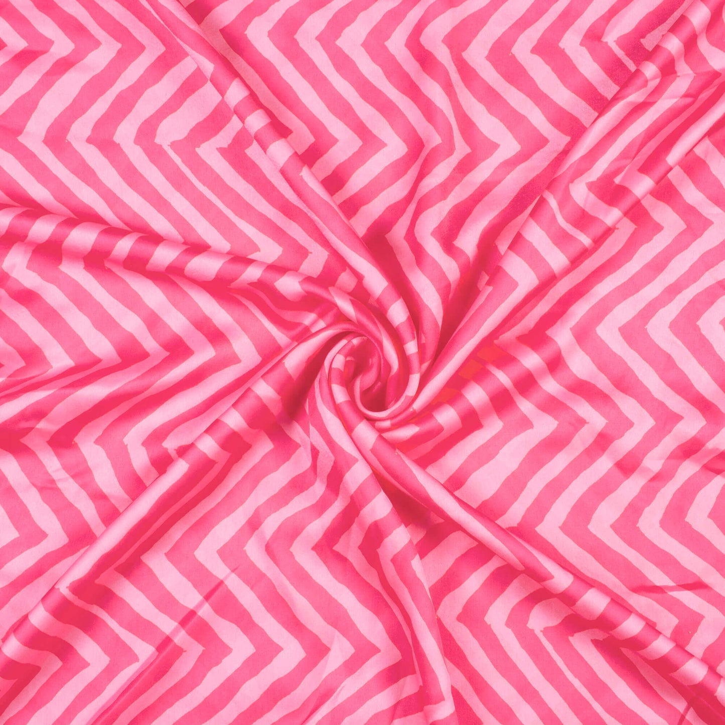 Pink Chevron Pattern Digital Print Georgette Satin Fabric