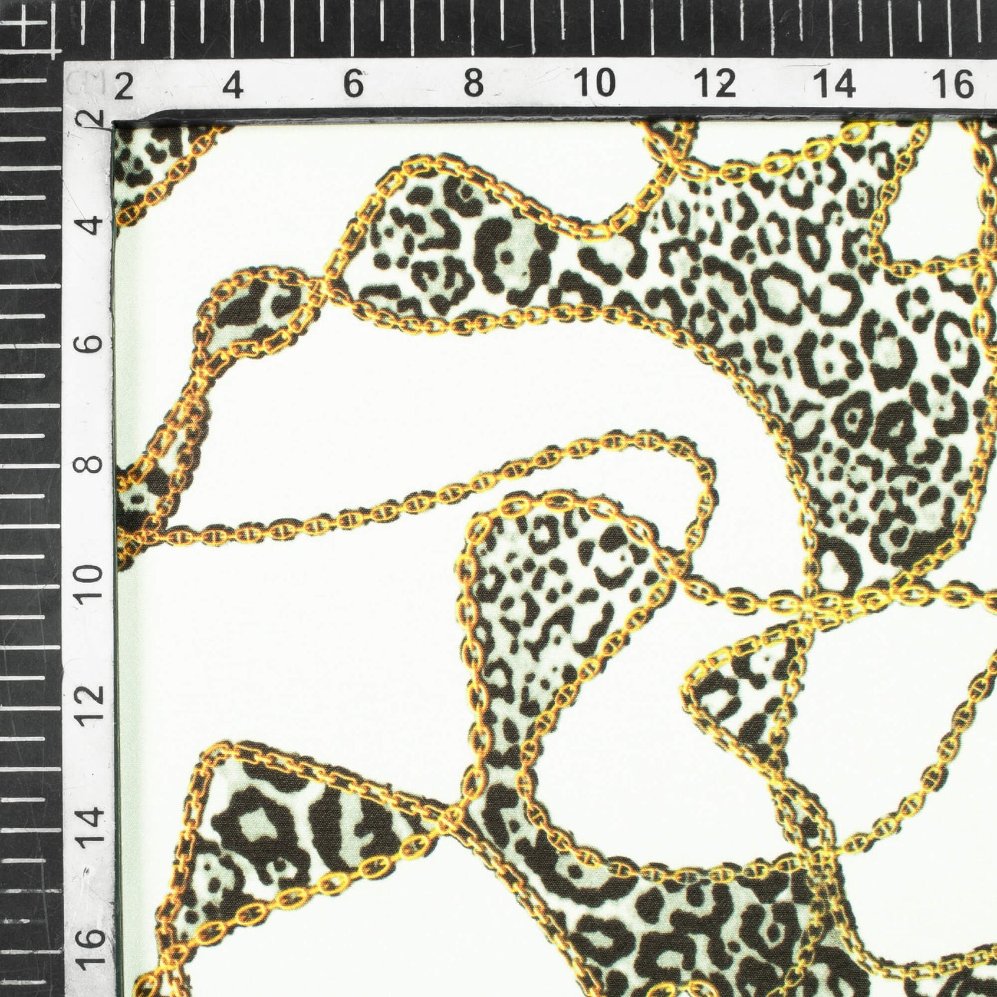 Black And Off White Chain Pattern Digital Print American Crepe Fabric - Fabcurate