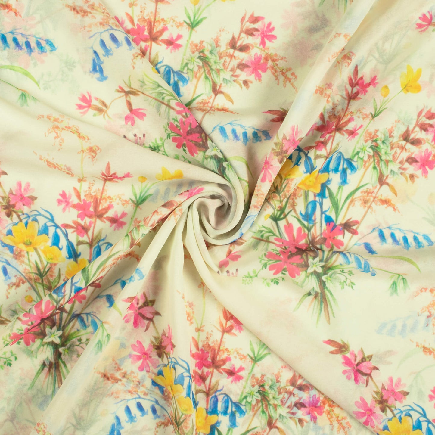 Fuchsia And Yellow Rainbow Pattern Digital Print Georgette Fabric