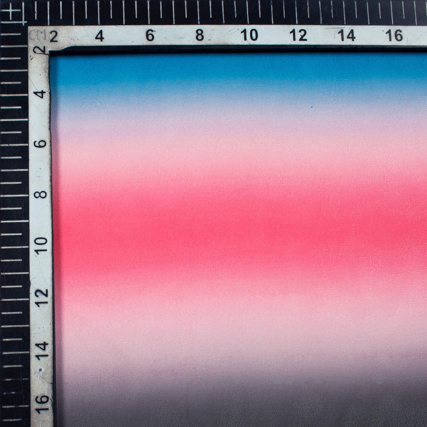 Grey And Brick Pink Rainbow Pattern Digital Print Georgette Fabric